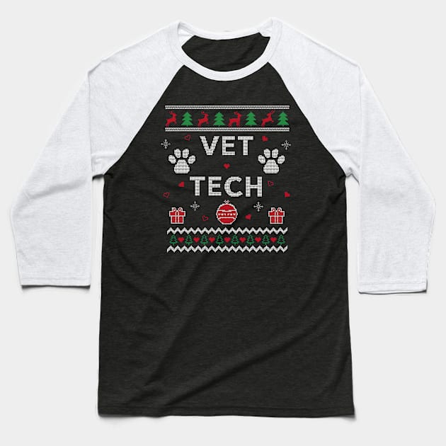 Funny Vet Tech Ugly Christmas Gift Veterinarian Design Baseball T-Shirt by Dr_Squirrel